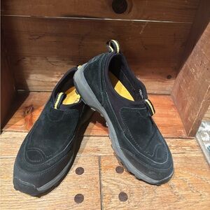 L.L. Bean woman’s Black and Gold Slip-On Loafers
